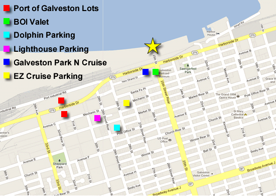 galveston cruise parking walking distance